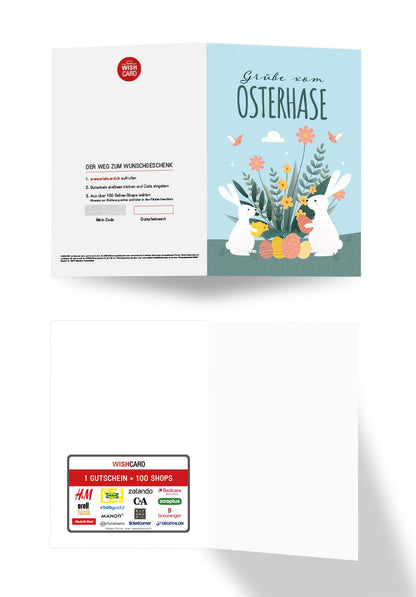 Grüße vom Osterhasen - Hase und Blumen