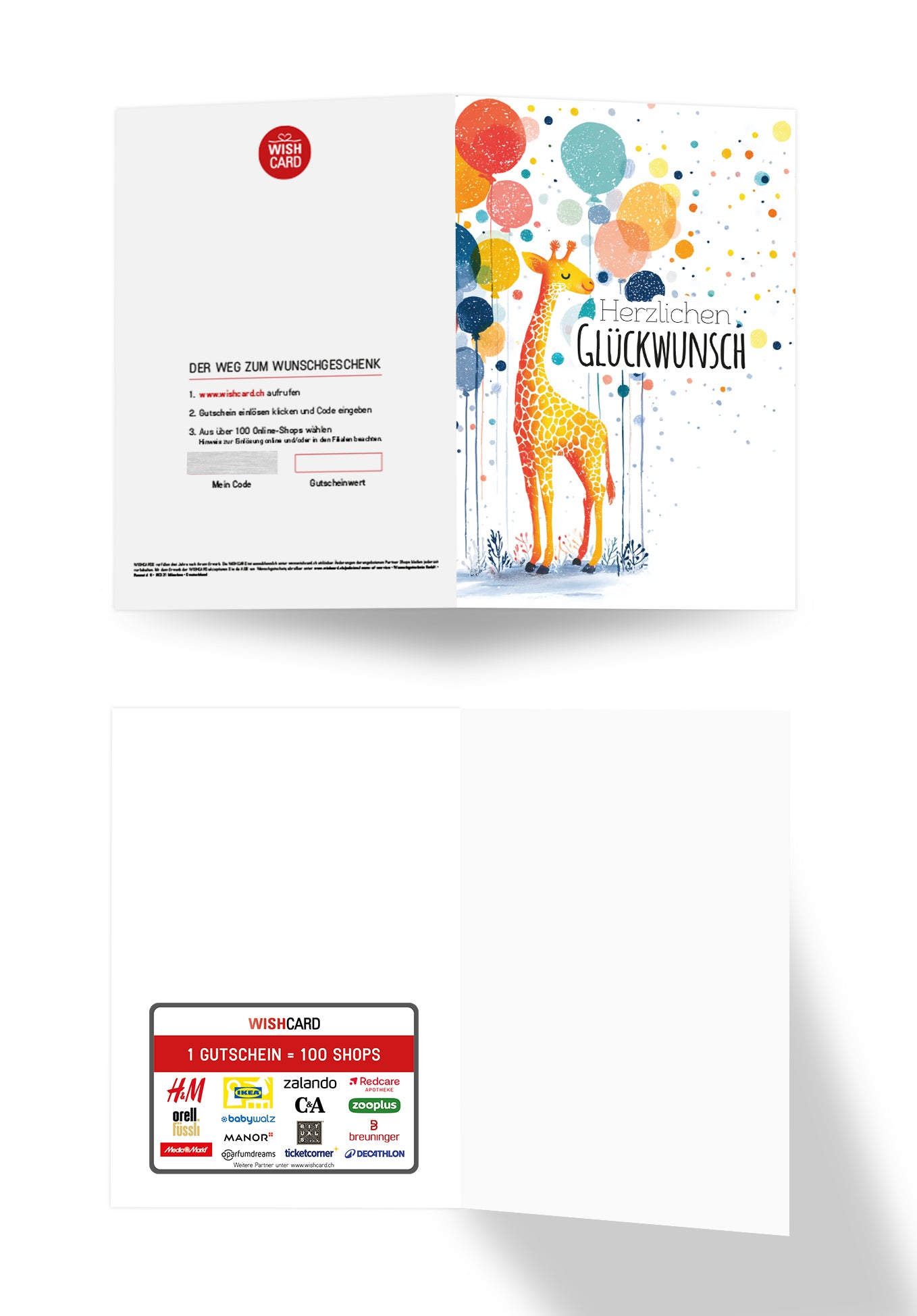 Herzlichen Glückwunsch - Giraffe und Ballons