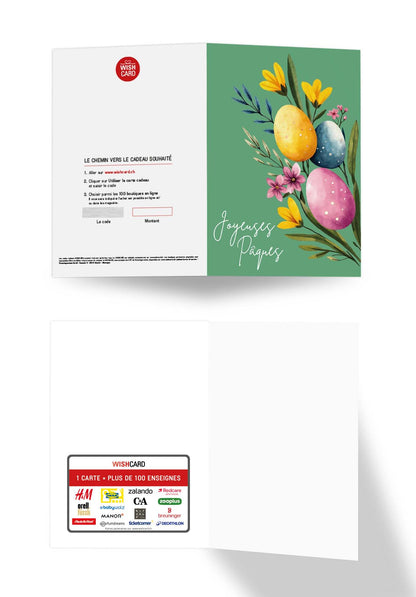 Joyeuses Pâques - Œufs et fleurs vertes PDF