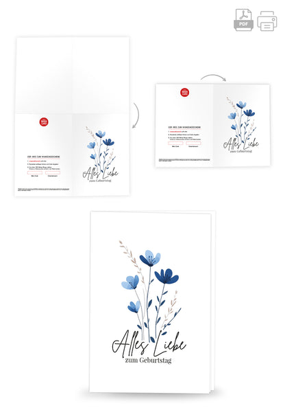 Alles Liebe zum Geburtstag - Blumen Blau