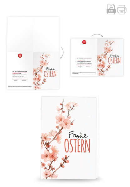 Frohe Ostern - Kirschblüten Aquarell