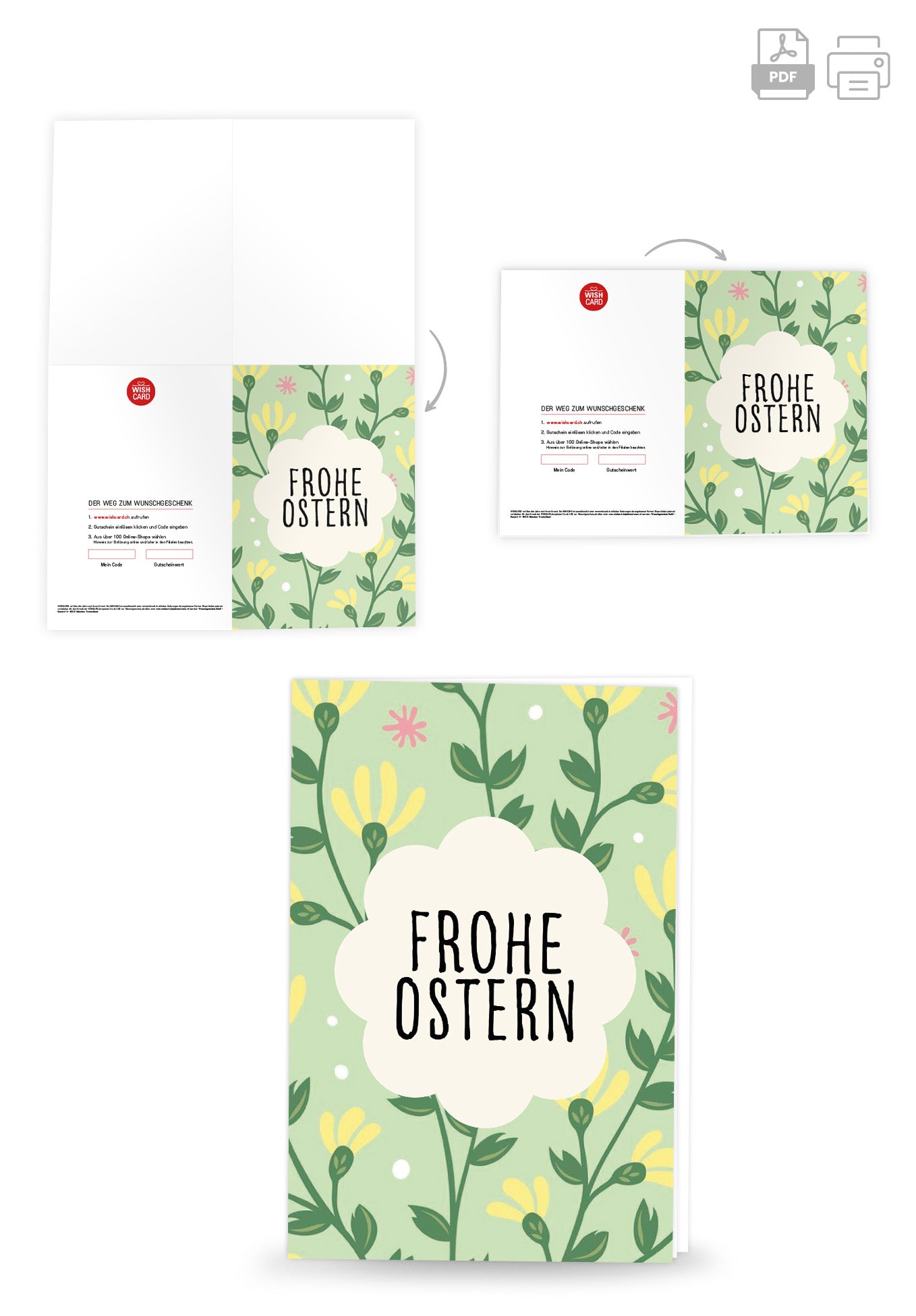 Frohe Ostern - Blumenmuster Grün