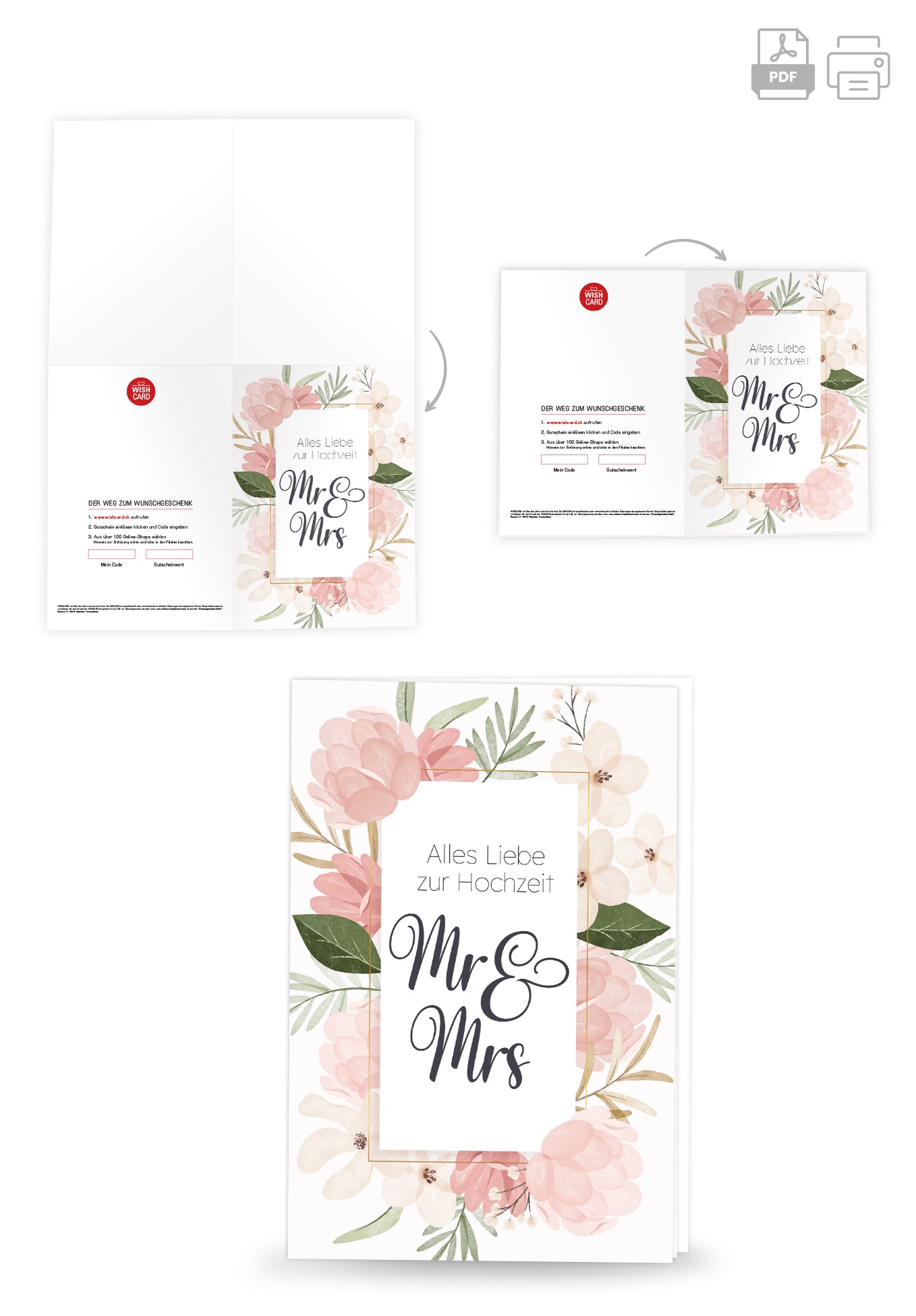 Alles Liebe zur Hochzeit Mr & Mrs - Blumen Rosa