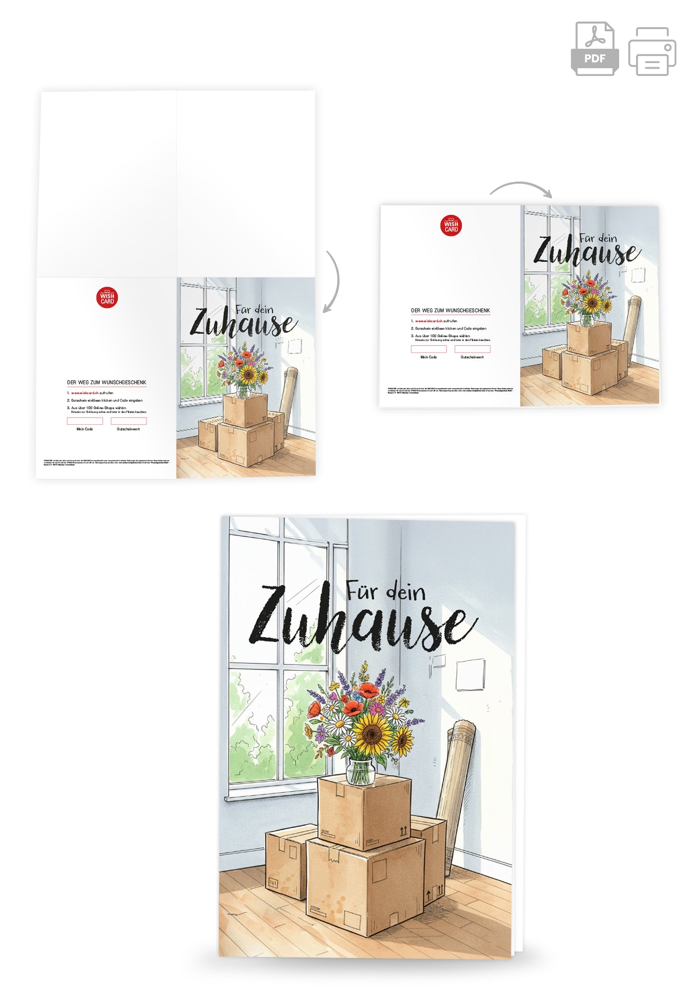 Für dein Zuhause - Blumenstrauß und Kartons