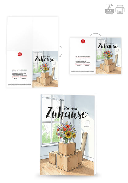 Für dein Zuhause - Blumenstrauß und Kartons