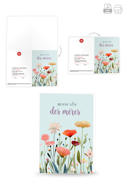Bonne fête des mères - Un pré fleuri bleu PDF