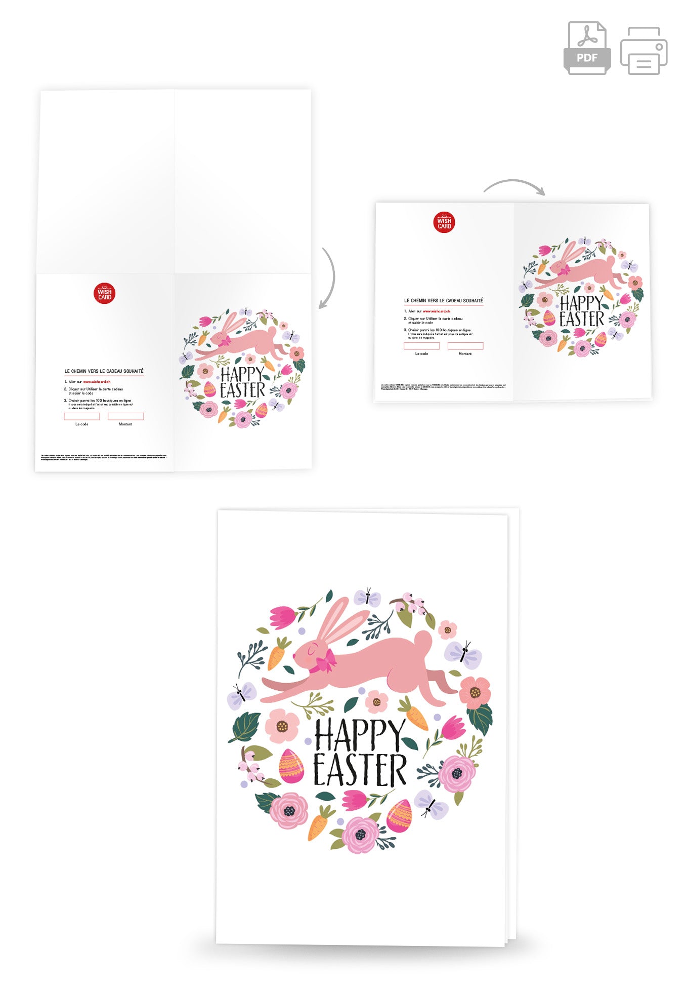 Happy Easter - Llapin et un bouquet de fleurs PDF