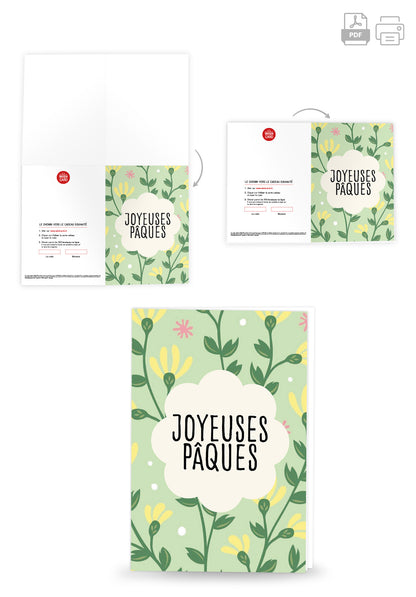Joyeuses Pâques - Motif floral vert PDF