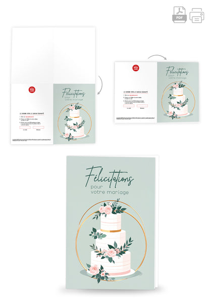 Felicitations pour votre mariage - Gâteau Roses PDF