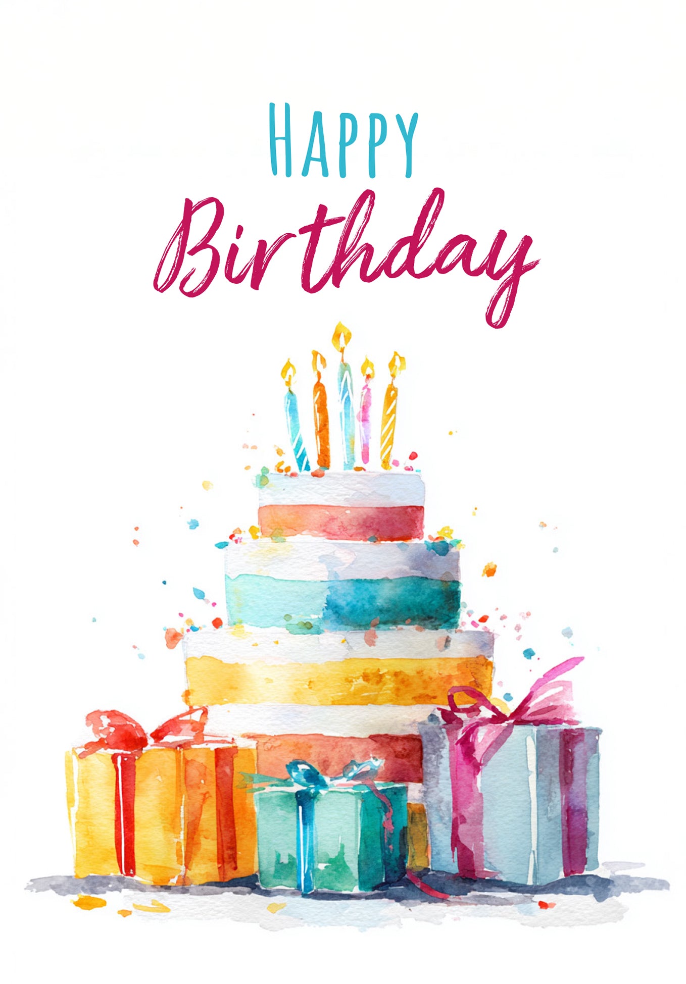 Happy Birthday - Torte Aquarell