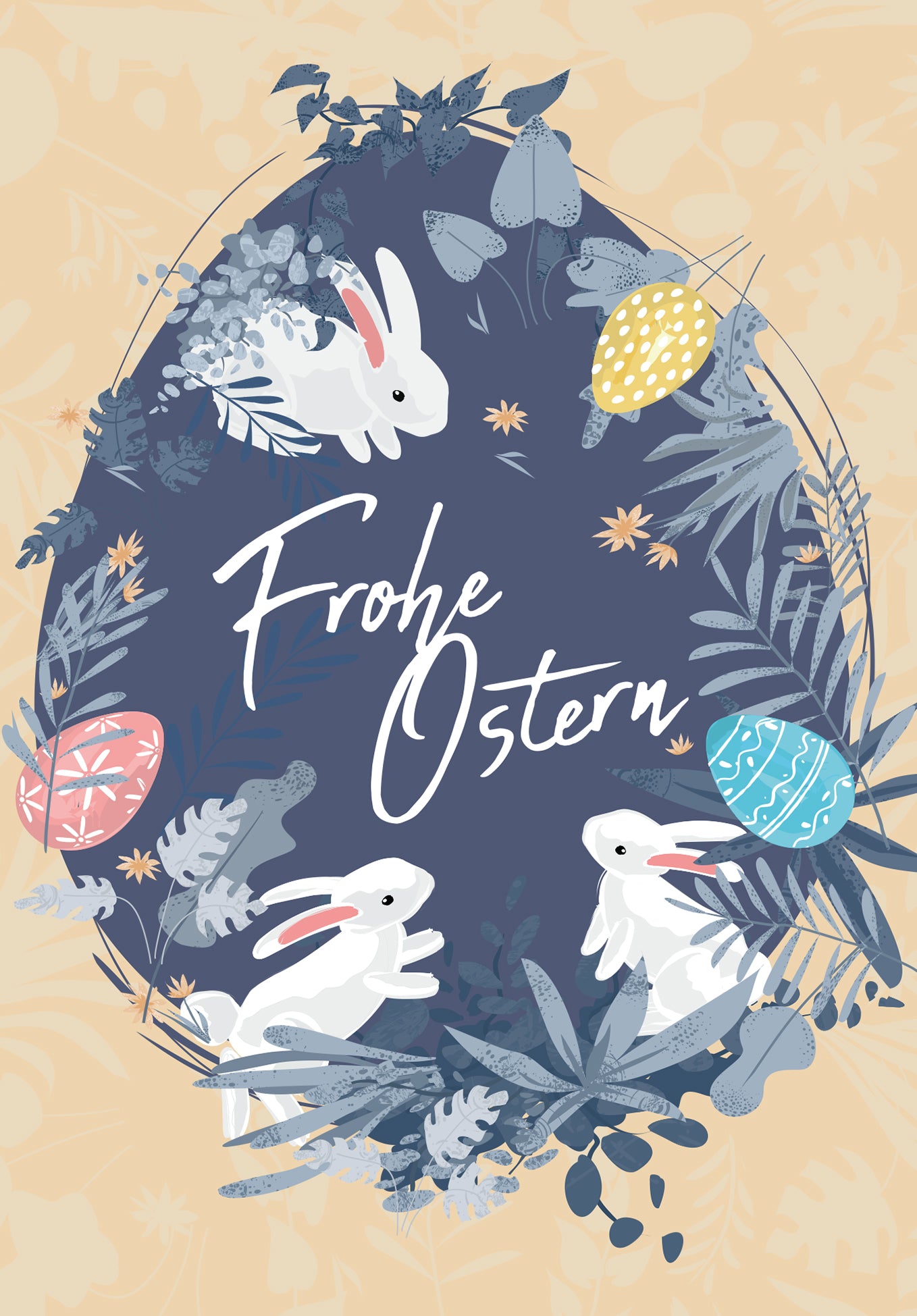 Frohe Ostern - Ei auf Gelb