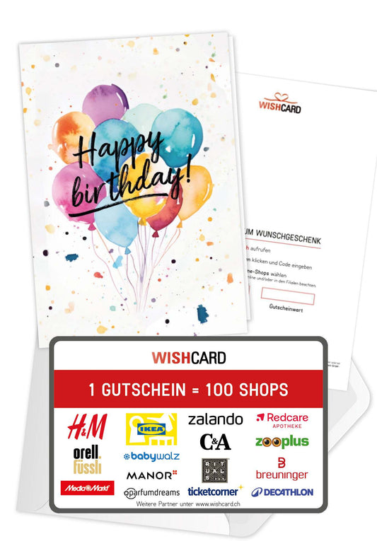 Happy Birthday - Ballons Aquarell