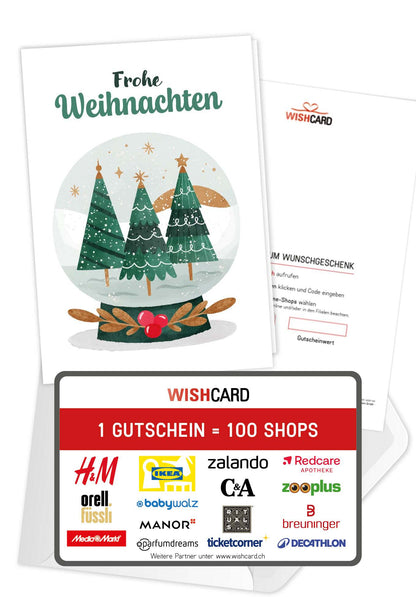 Frohe Weihnachten - Schneekugel Bäume