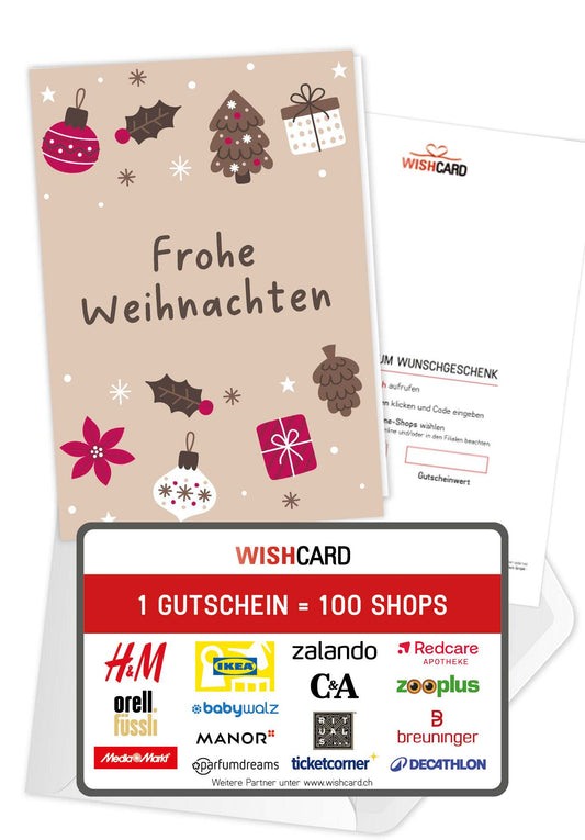 Frohe Weihnachten - Ornamente Beige