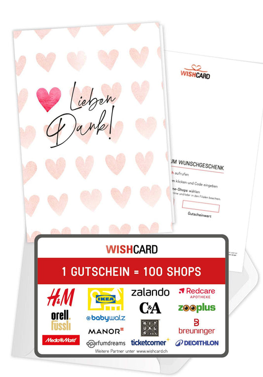 Lieben Dank - Herzen Aquarell