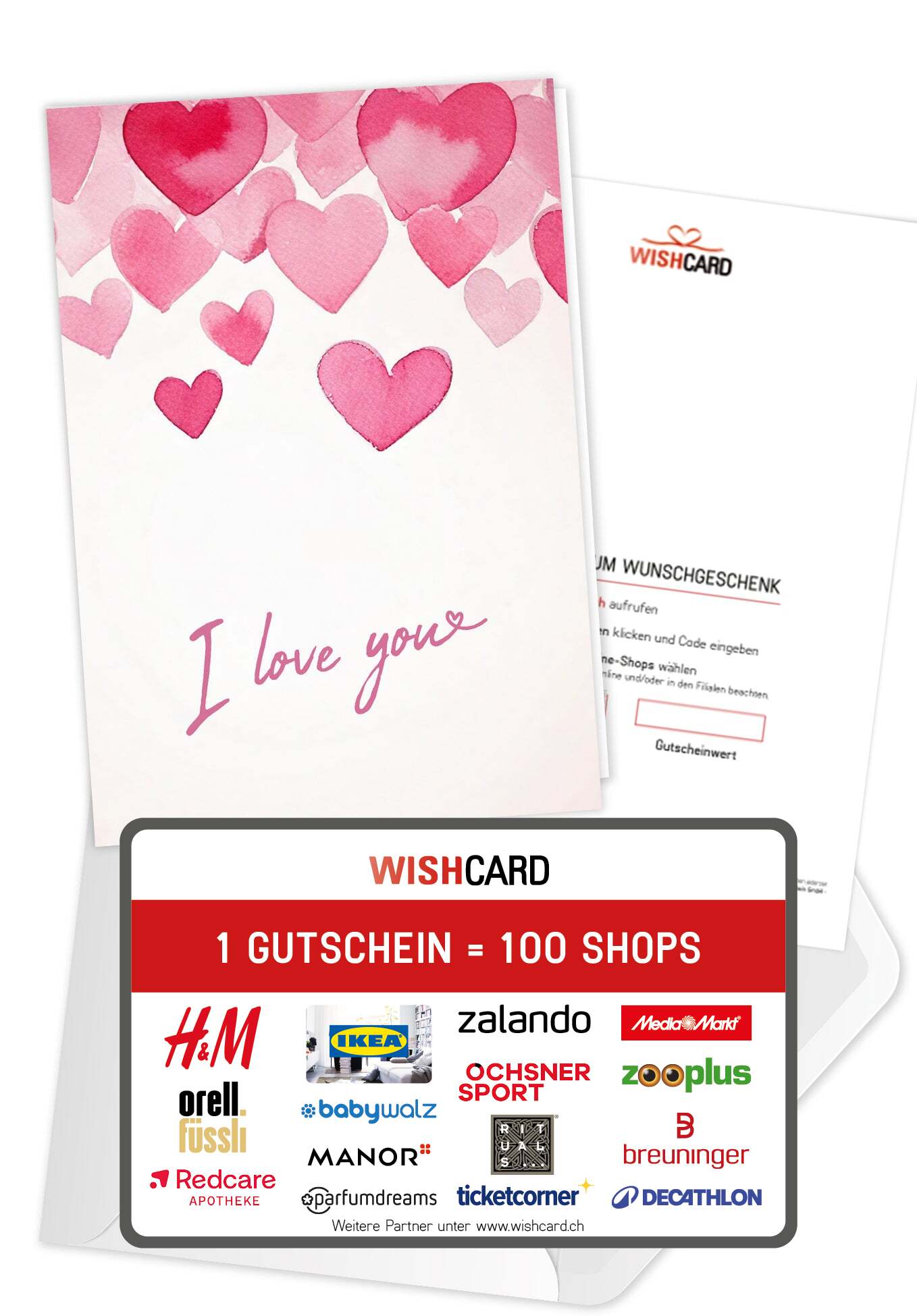 I Love You - Herzen Pink (Gutscheinwert)