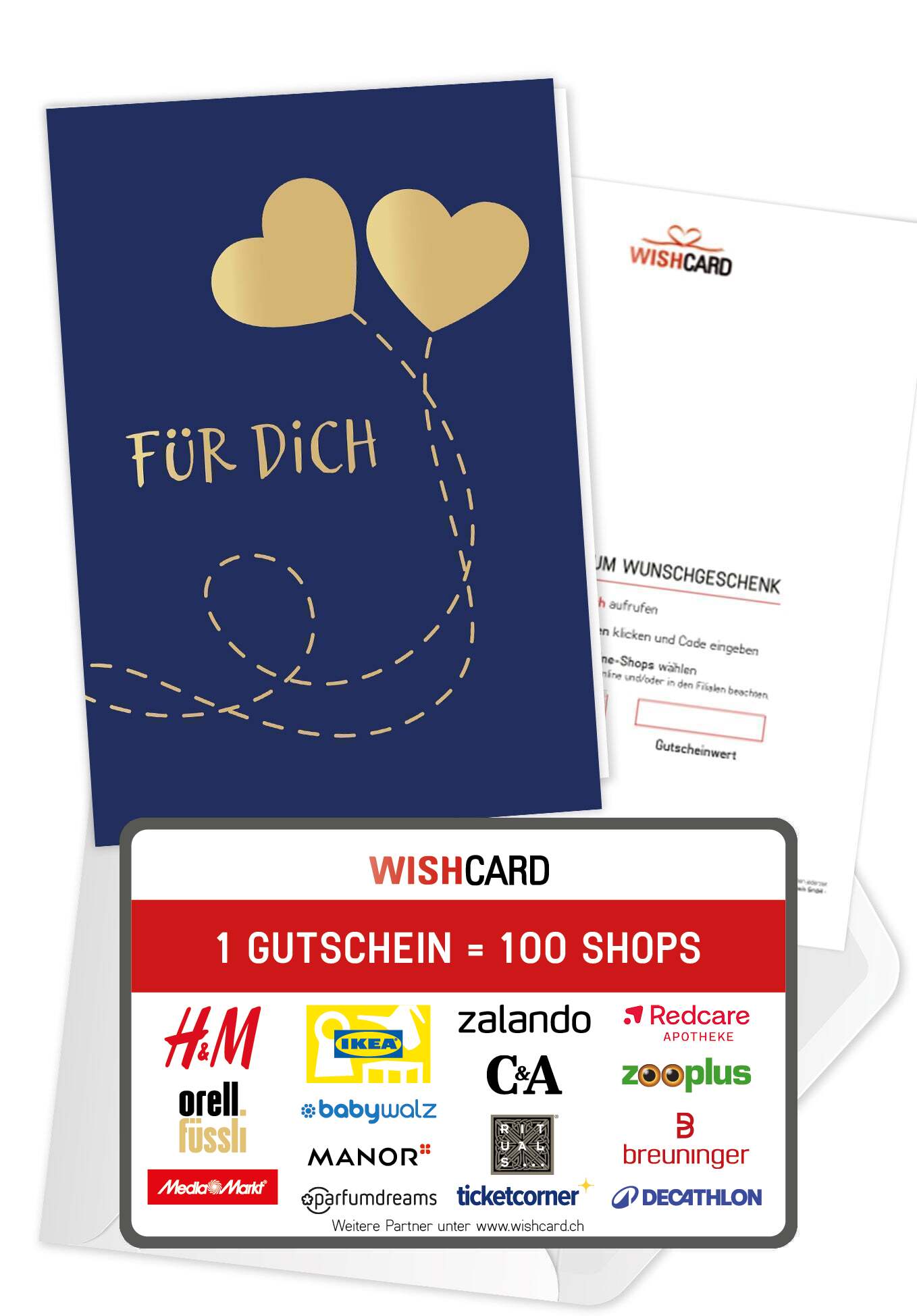 Für Dich - Herzen Blau Gold (Gutscheinwert)