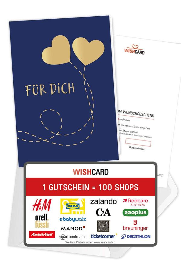 Für Dich - Herzen Blau Gold (Gutscheinwert)