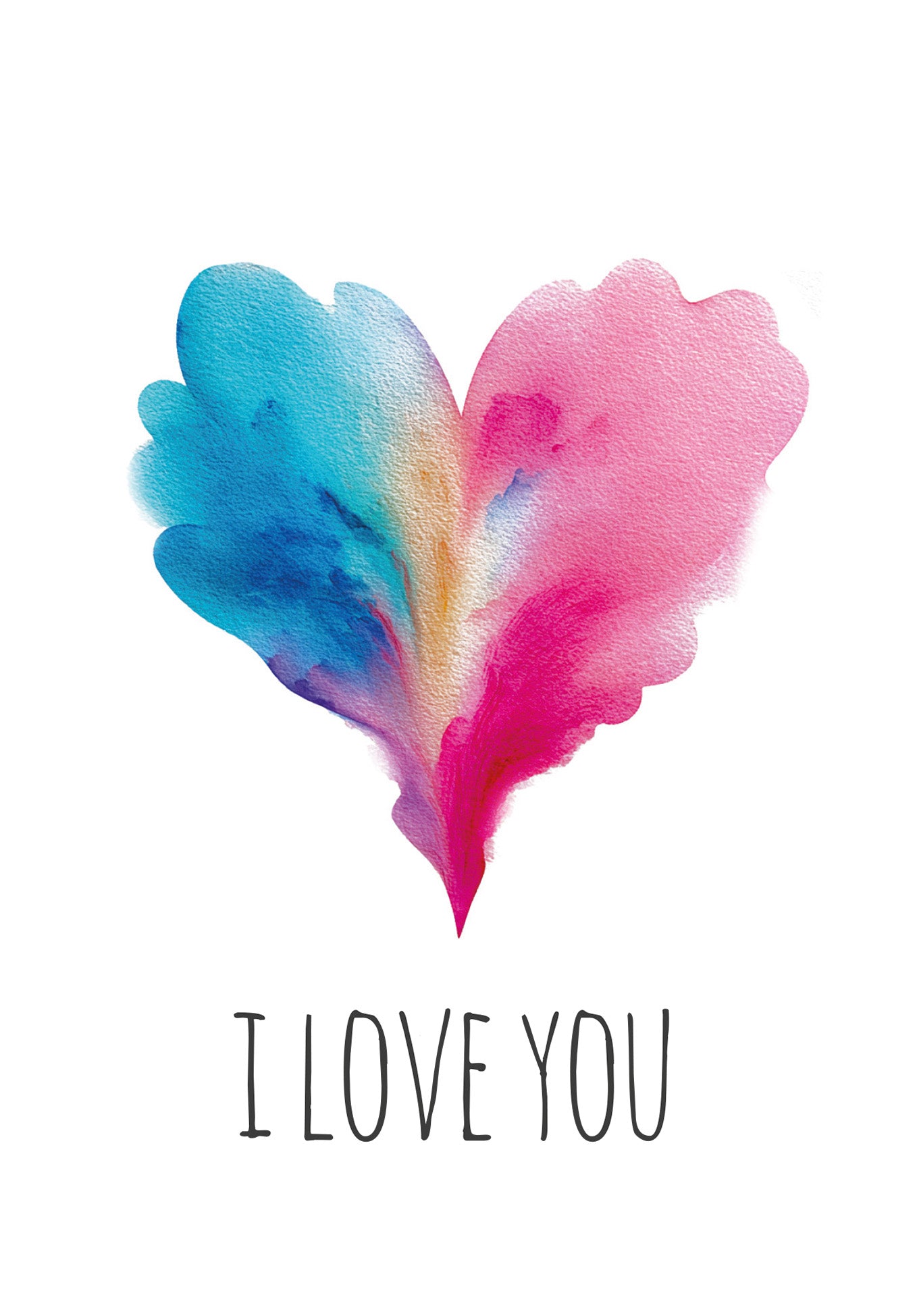 I love you - Herz Blau-Pink