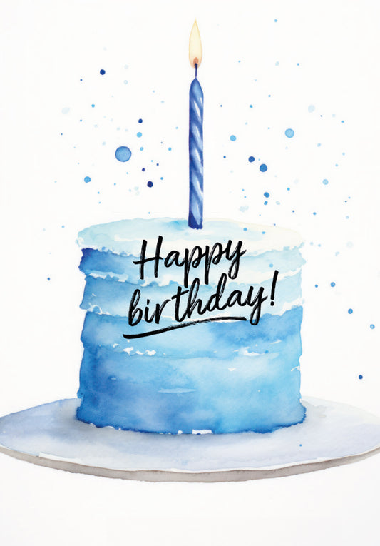 Happy Birthday - Torte Blau
