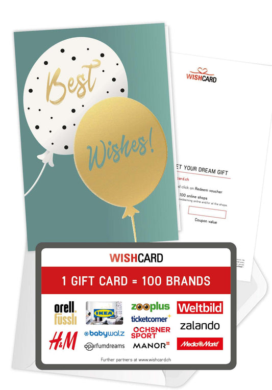 Best Wishes - Balloons Gold
