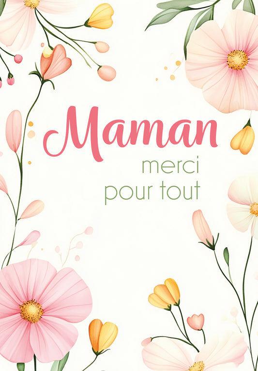 Maman merci pour tout  - Cadre à fleurs