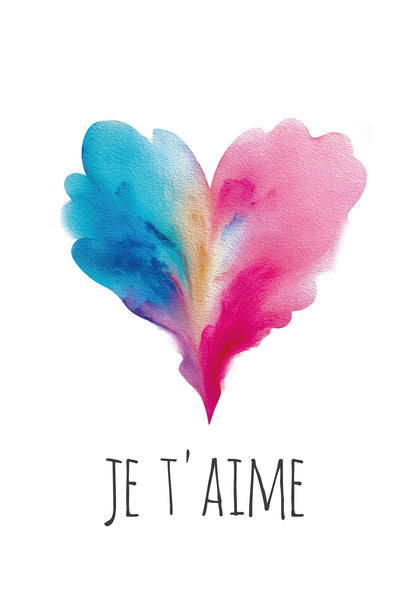 Je t'aime - Cœur bleu-rose