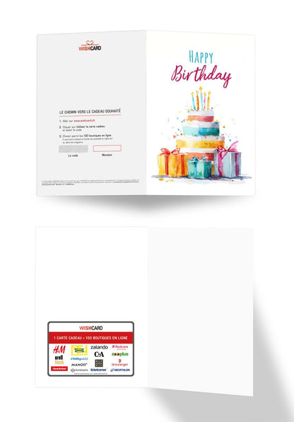 Happy Birthday - Gâteau aquarelle