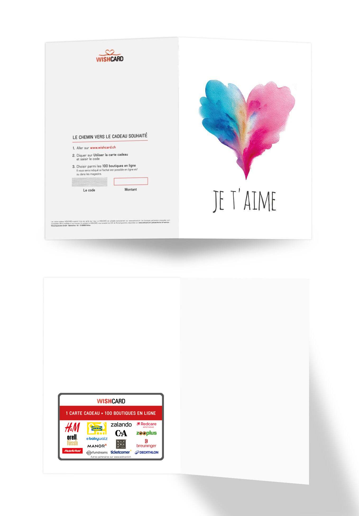 Je t'aime - Cœur bleu-rose