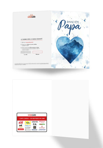 Bonne fête Papa - Cœur aquarelle bleu