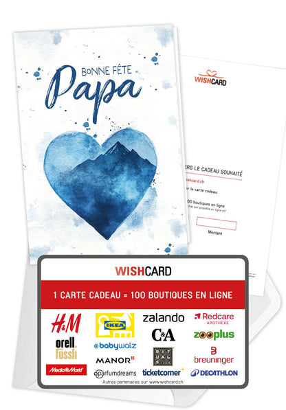 Bonne fête Papa - Cœur aquarelle bleu