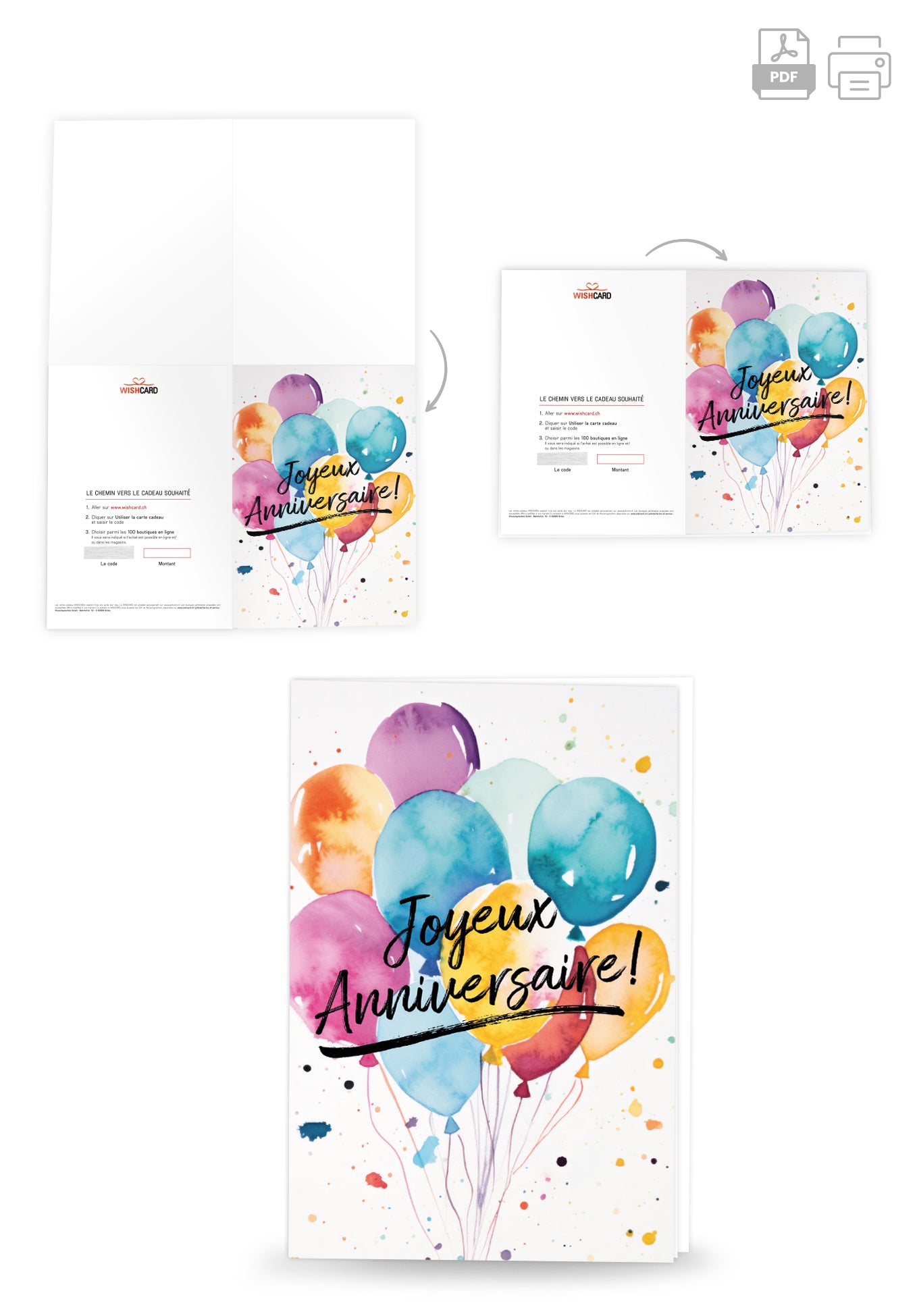 Joyeux anniversaire - Ballons Aquarelle