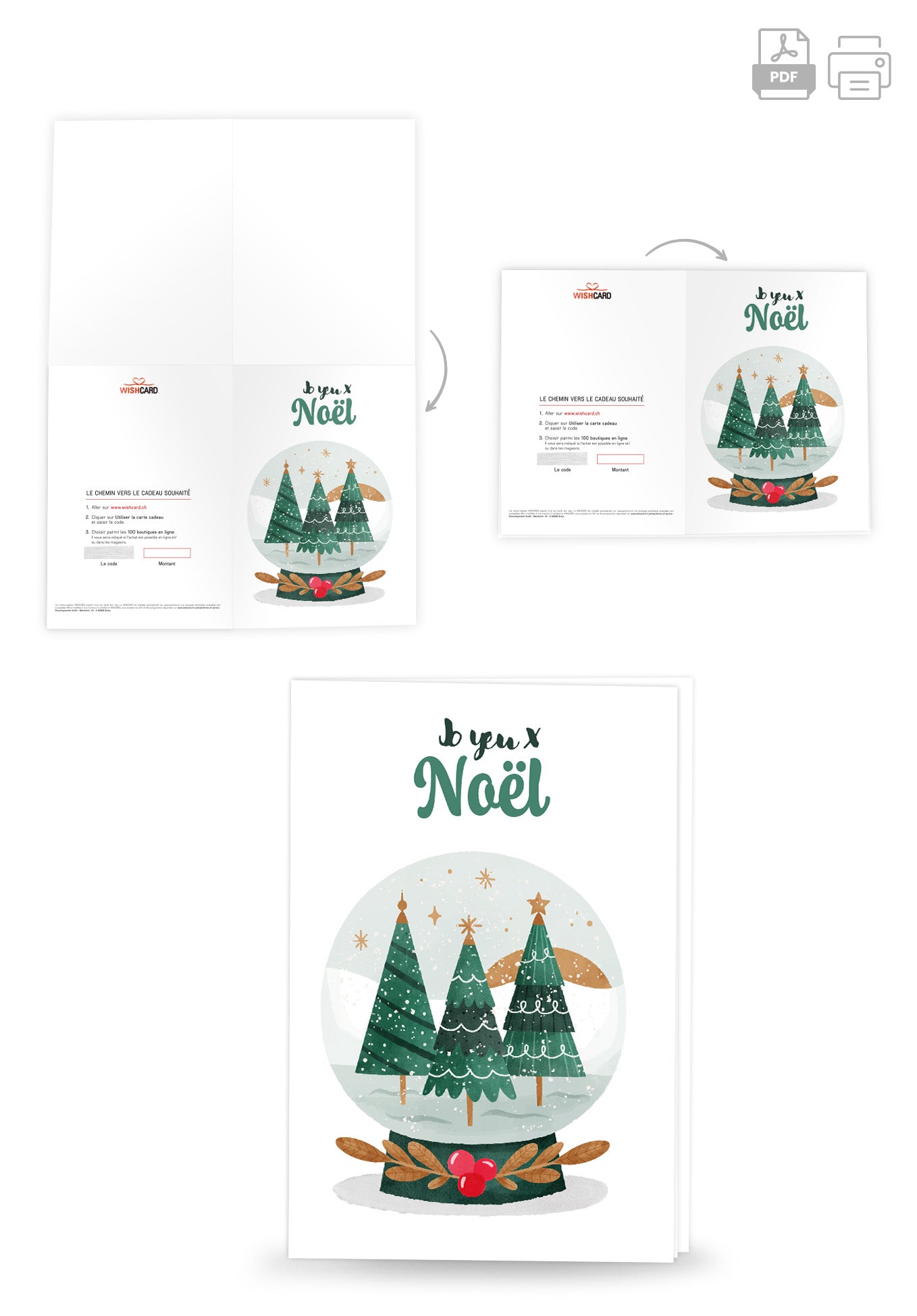 Joyeux Noël - Boule à neige Arbres