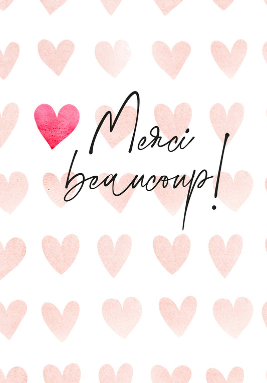 Merci beaucoup - Cœurs Aquarelle