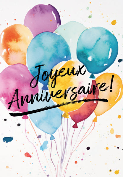 Joyeux anniversaire - Ballons Aquarelle