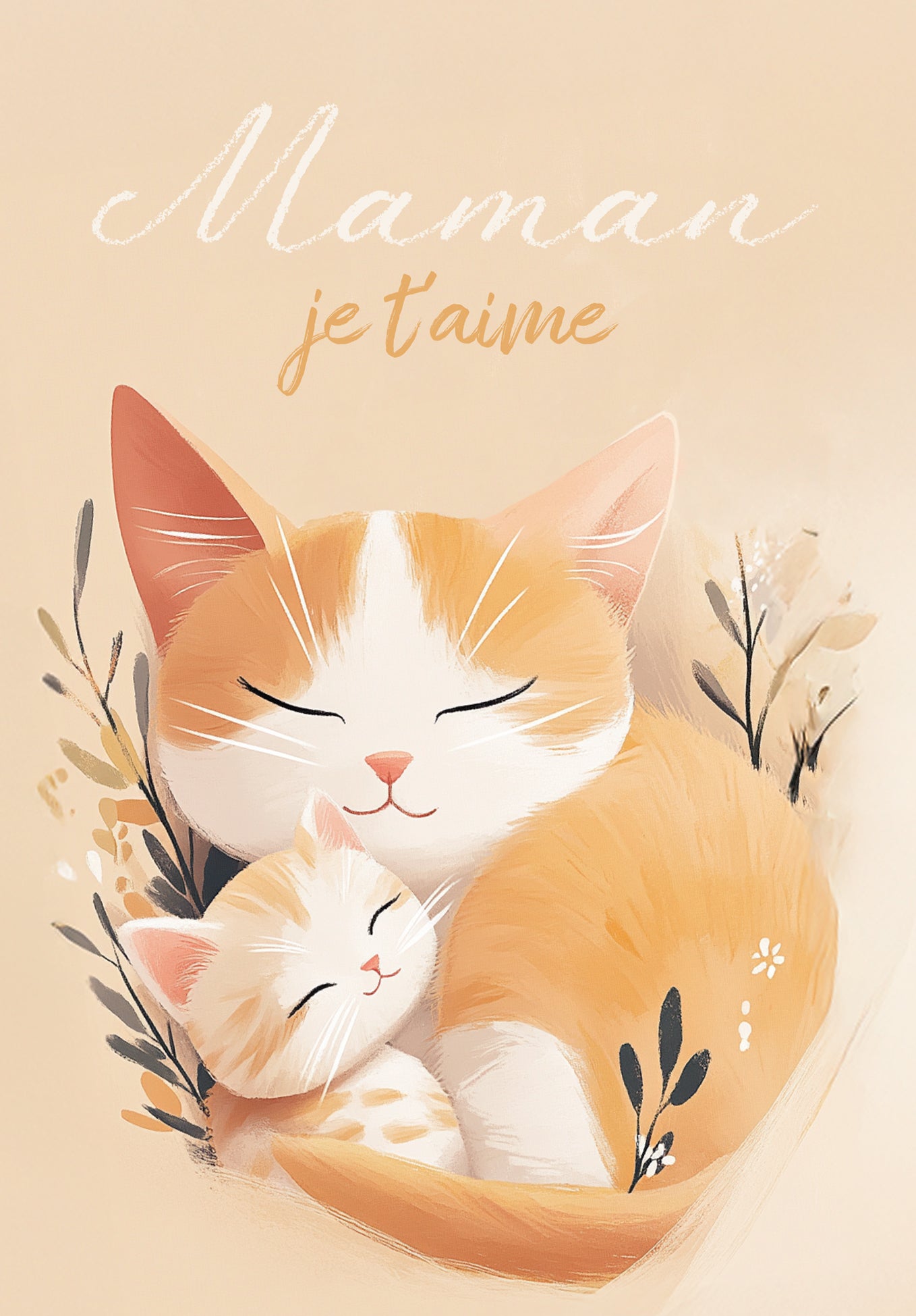 Maman je t'aime - Chat orange